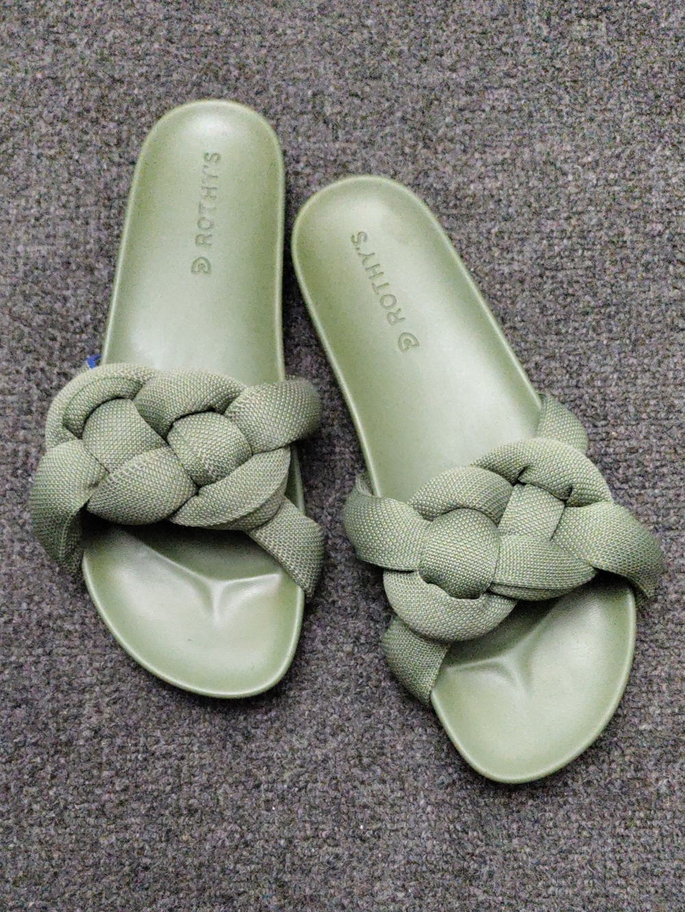 Rothy's Olive Braided Slide Sandals
